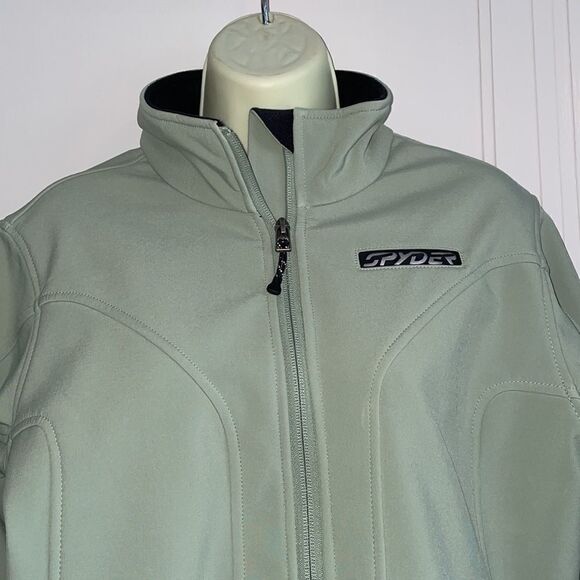 Spyder mint green light zip up front fleece lined coat - Picture 2 of 16